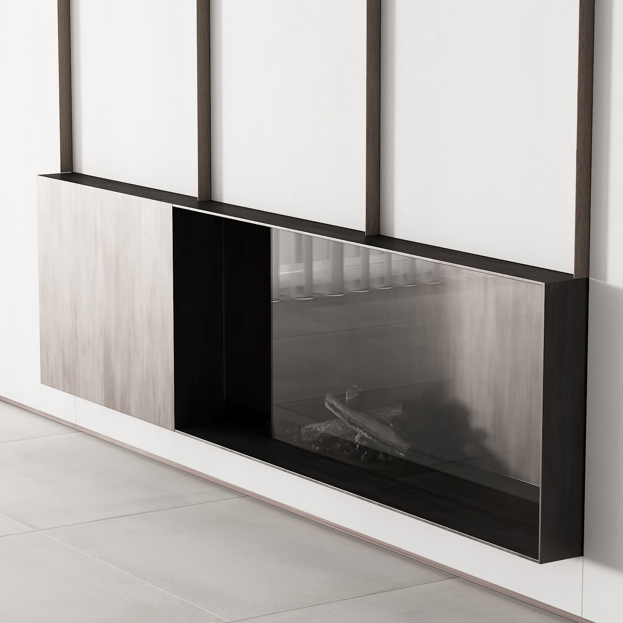 153 fireplace decorative wall kit 02 minimal clean metall 02 3D model_3
