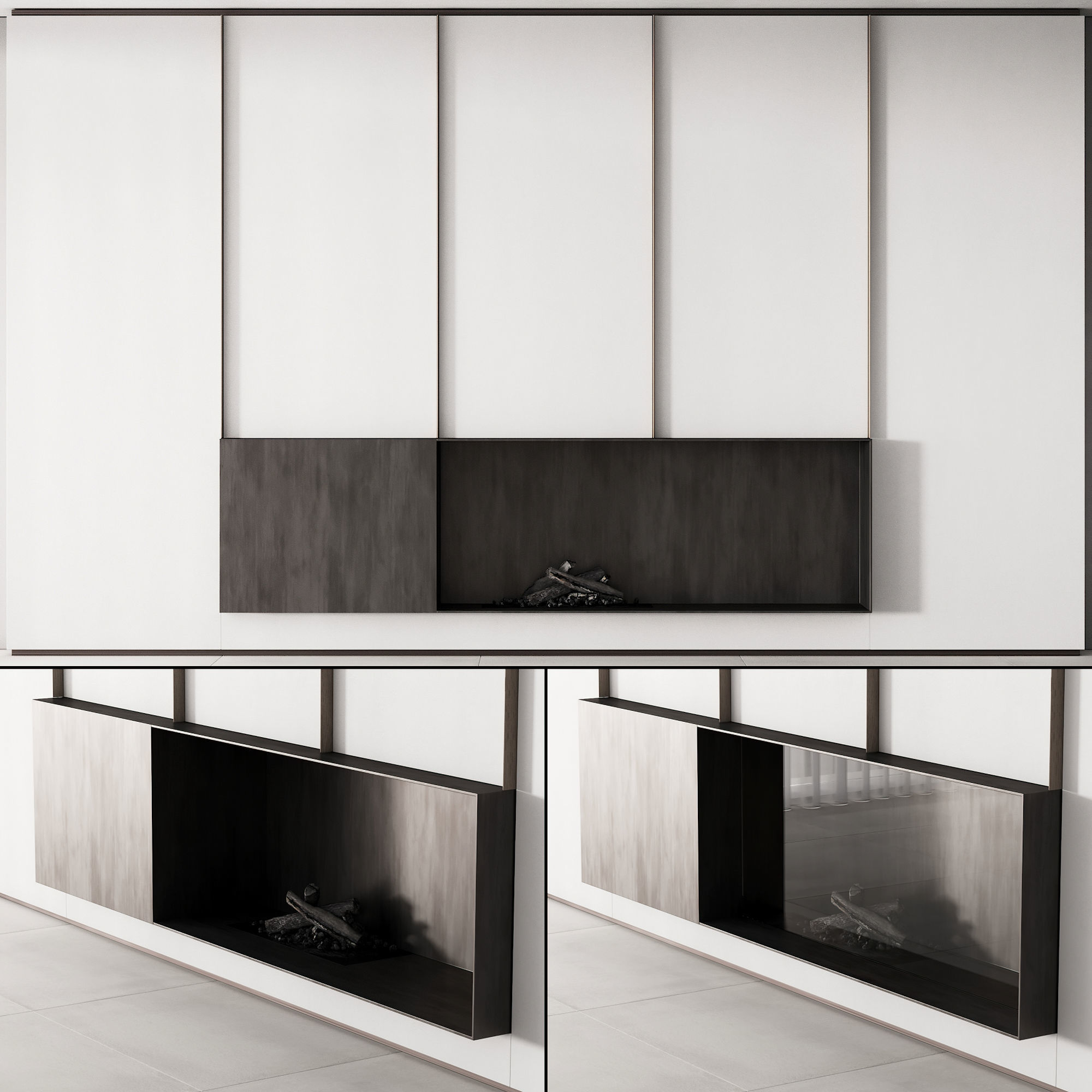 153 fireplace decorative wall kit 02 minimal clean metall 02 3D model_6