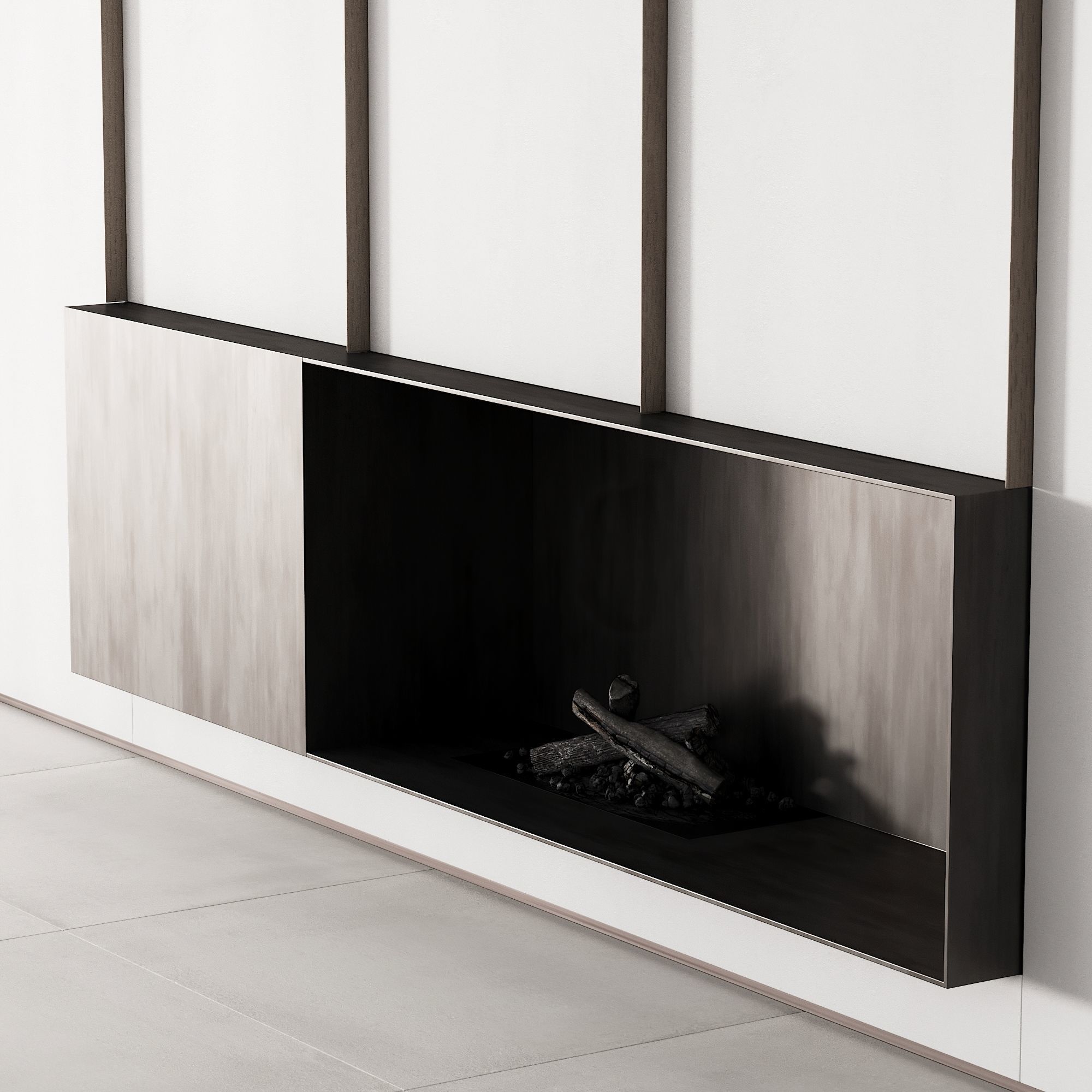 153 fireplace decorative wall kit 02 minimal clean metall 02 3D model_1
