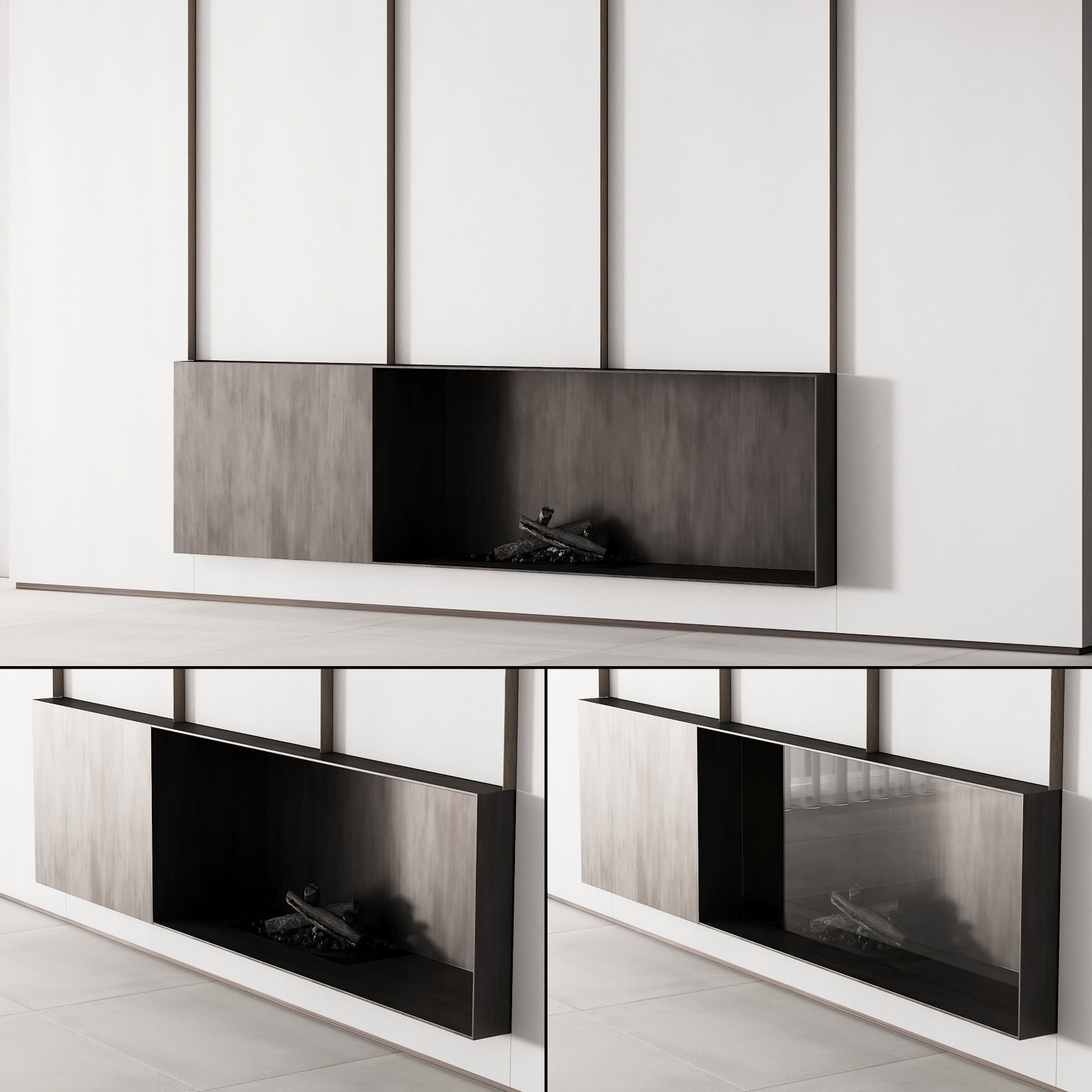 153 fireplace decorative wall kit 02 minimal clean metall 02 3D model_4