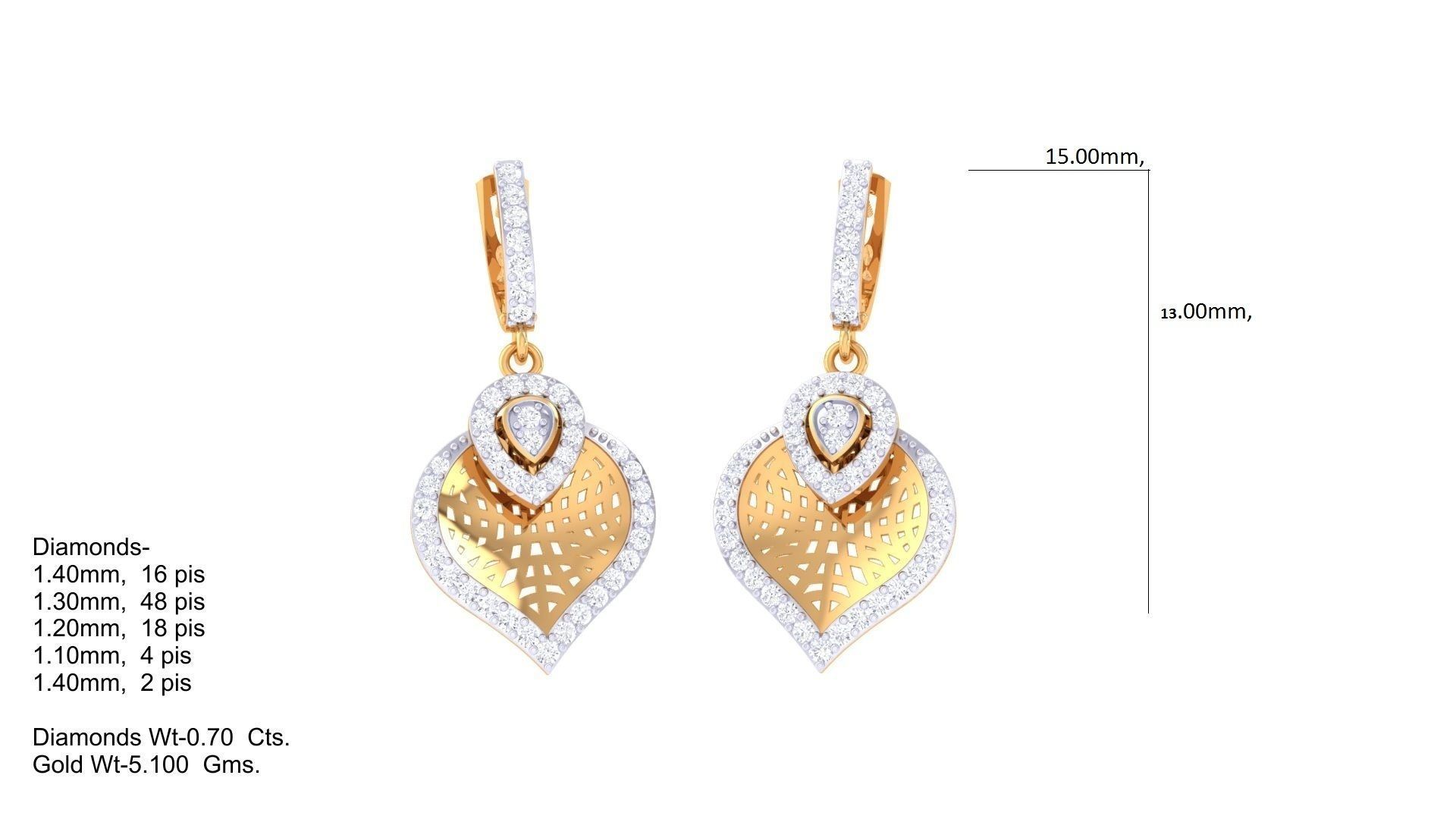 Earring Pendant Set 3dm STL OBJ FBX Renders Details 3D print model_2