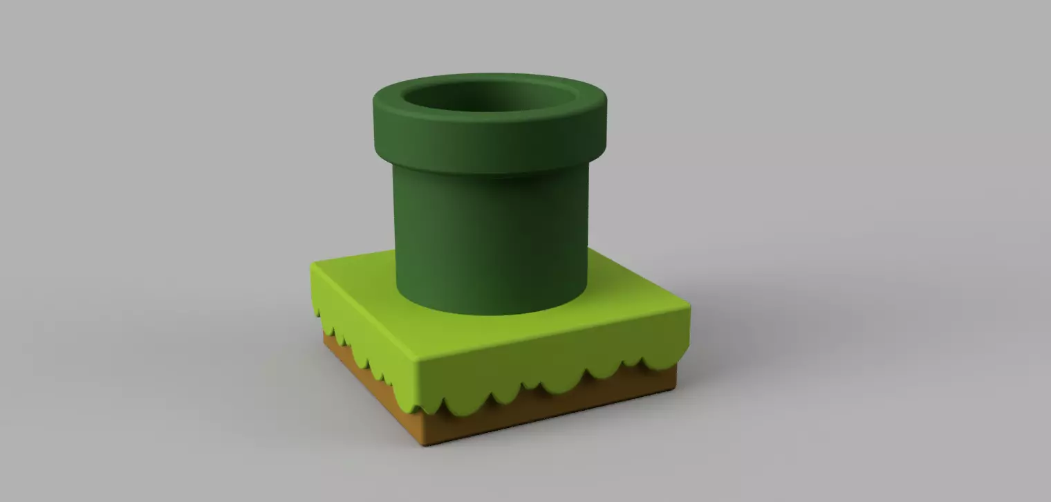Tube on Grass Mario Free 3D print model
