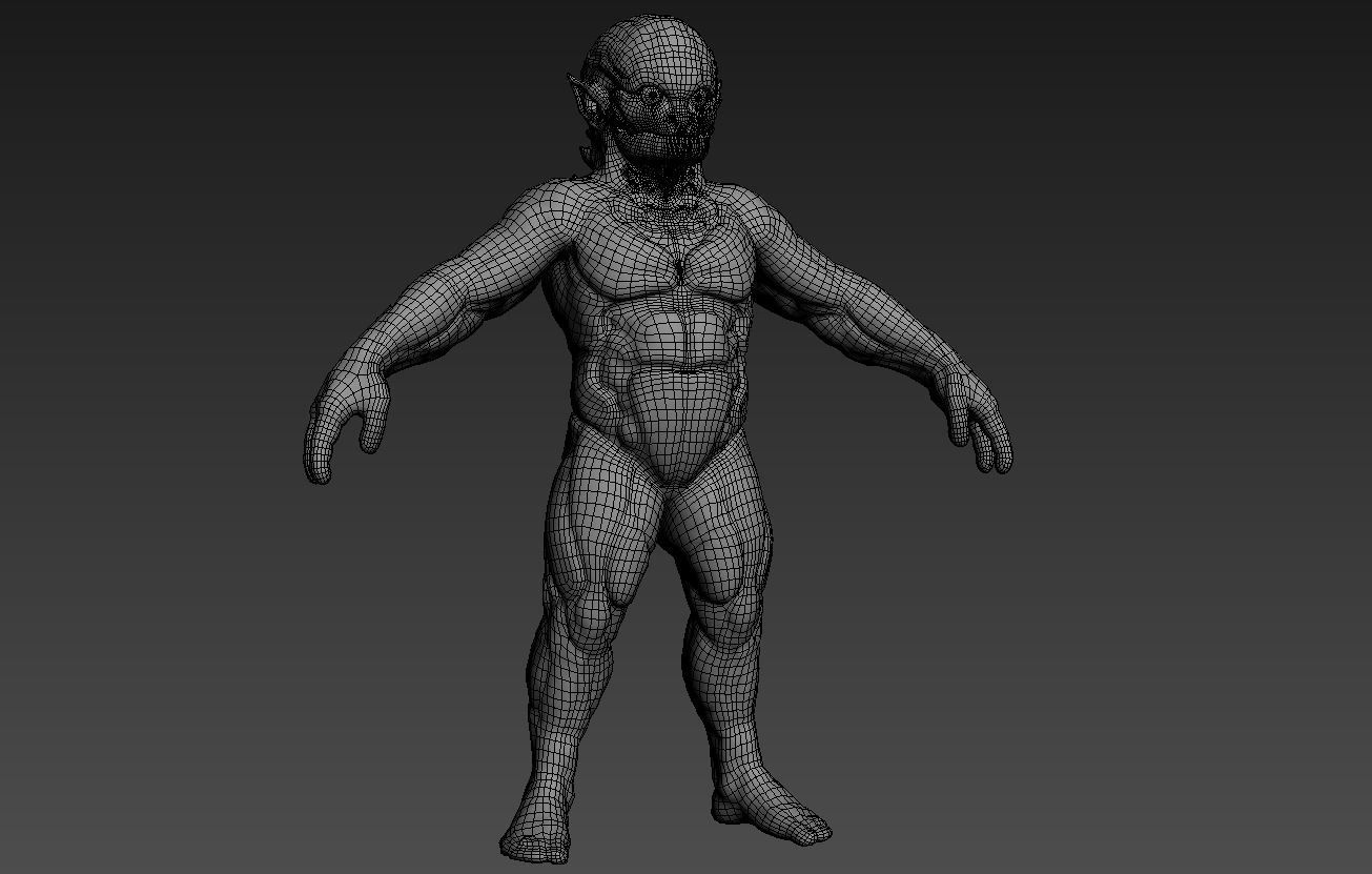 Creep human body with flames Low-poly 3D model_5