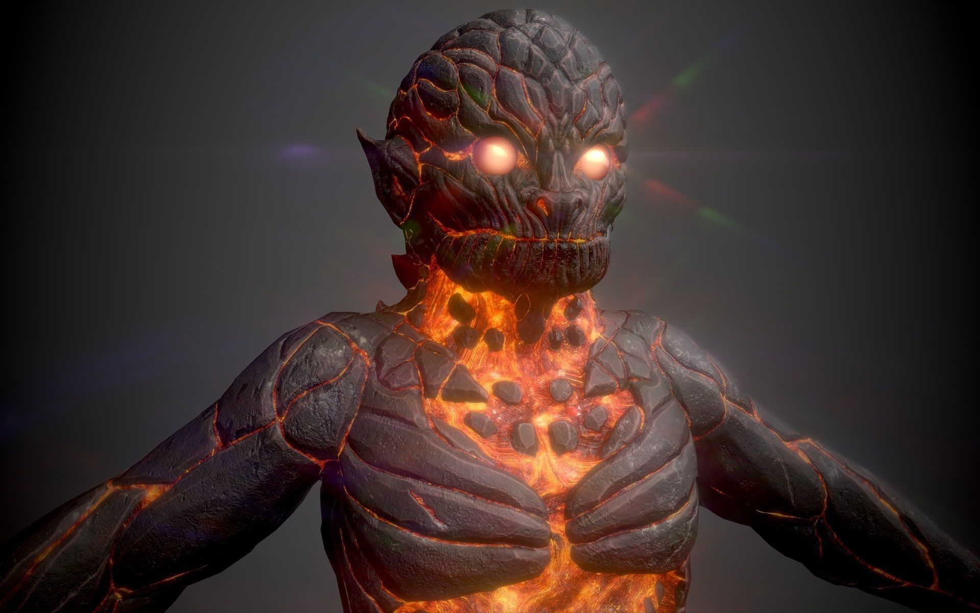 Creep human body with flames Low-poly 3D model_2