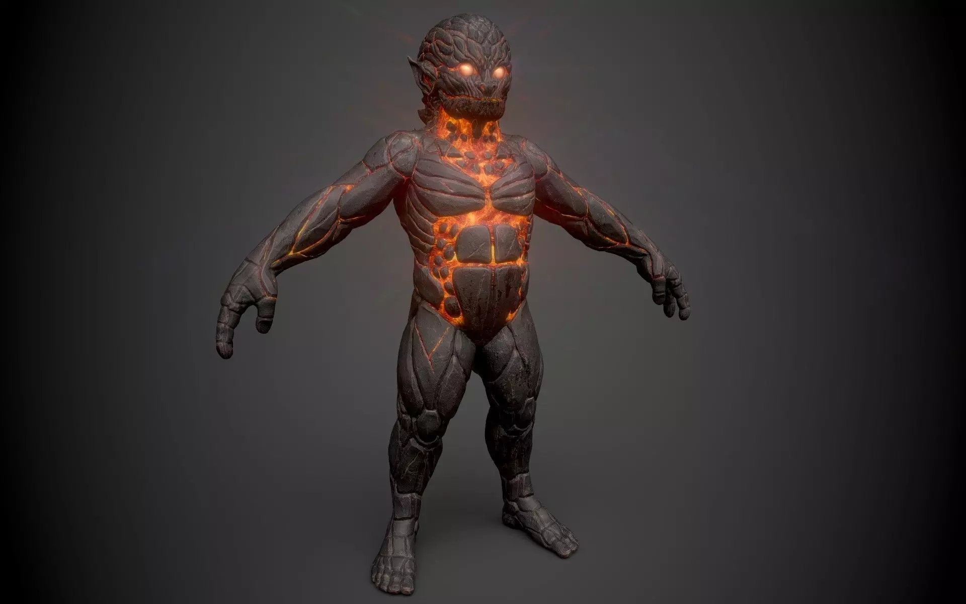 Creep human body with flames Low-poly 3D model_0