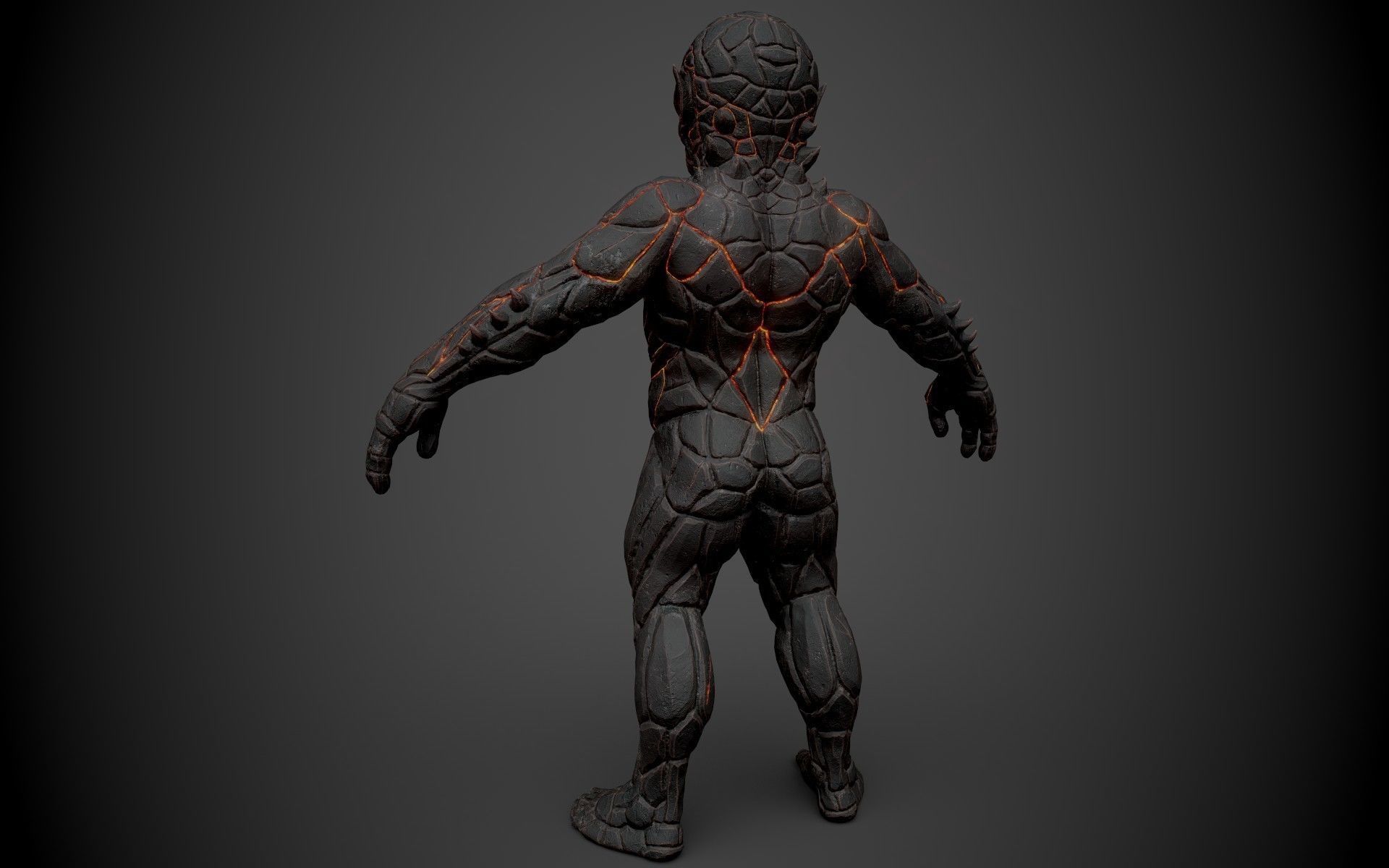Creep human body with flames Low-poly 3D model_1