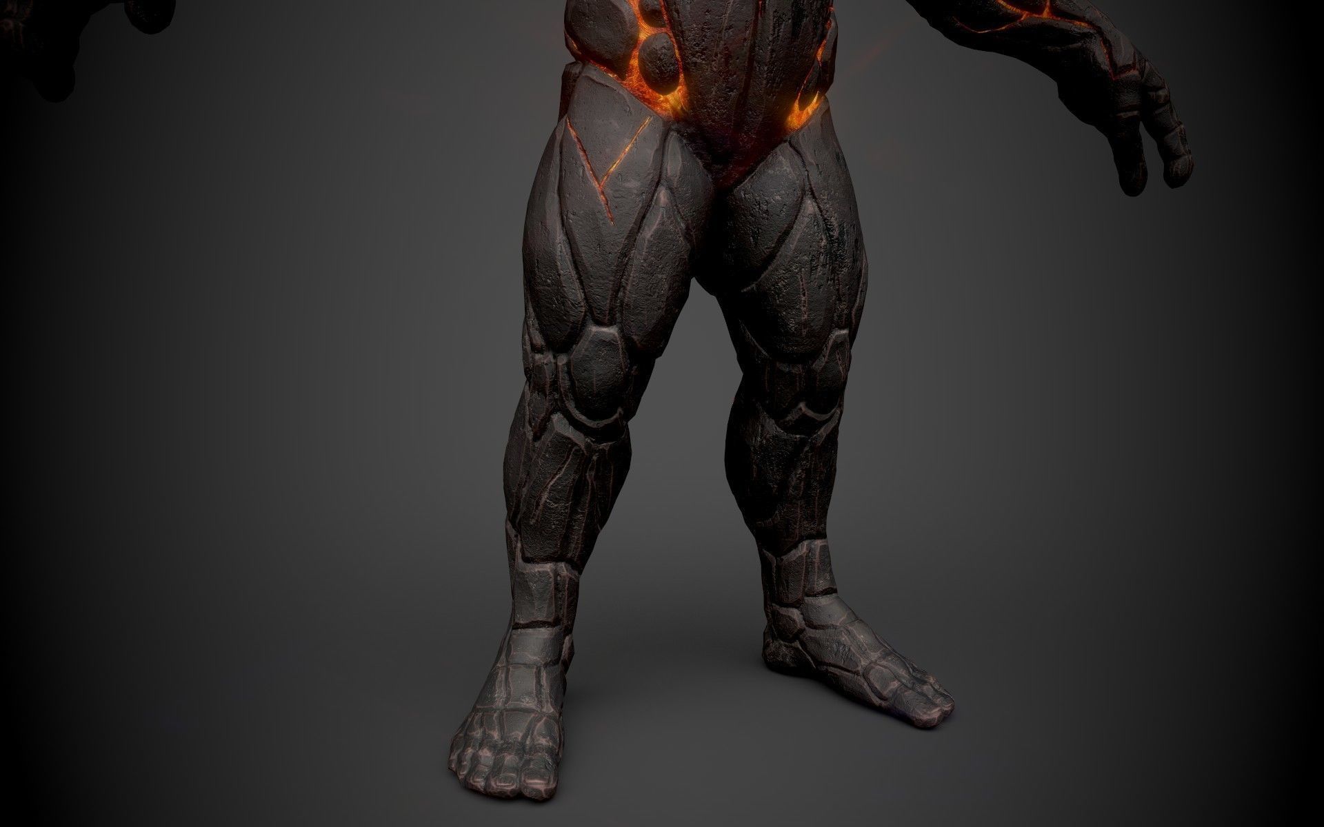 Creep human body with flames Low-poly 3D model_4