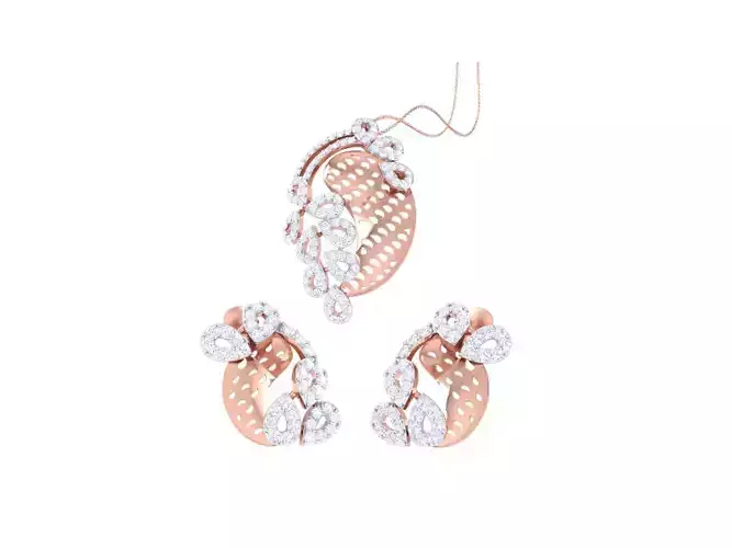 Earring Pendant Set 3dm STL OBJ FBX Renders Details 3D print model