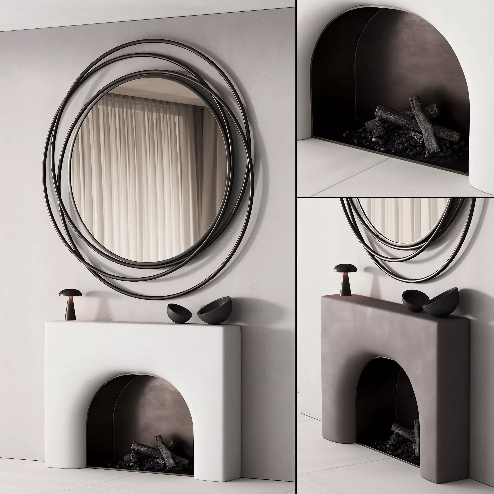 154 fireplace decorative wall kit 03 smooth soft fireplace 00 3D model