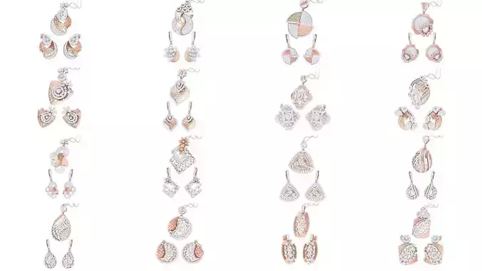 48 Earring Pendant Set 3dm STL OBJ FBX Render Details Collection 
