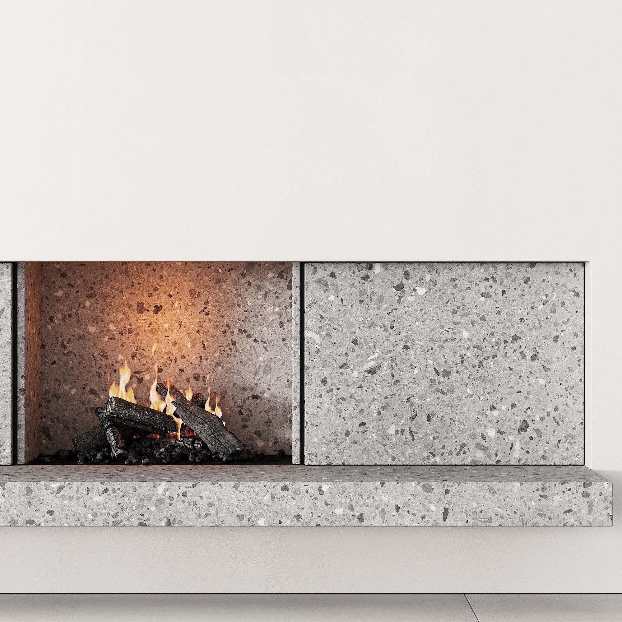158 fireplace decorative wall kit 04 minimal terrazzo chimney 00 3D model_1