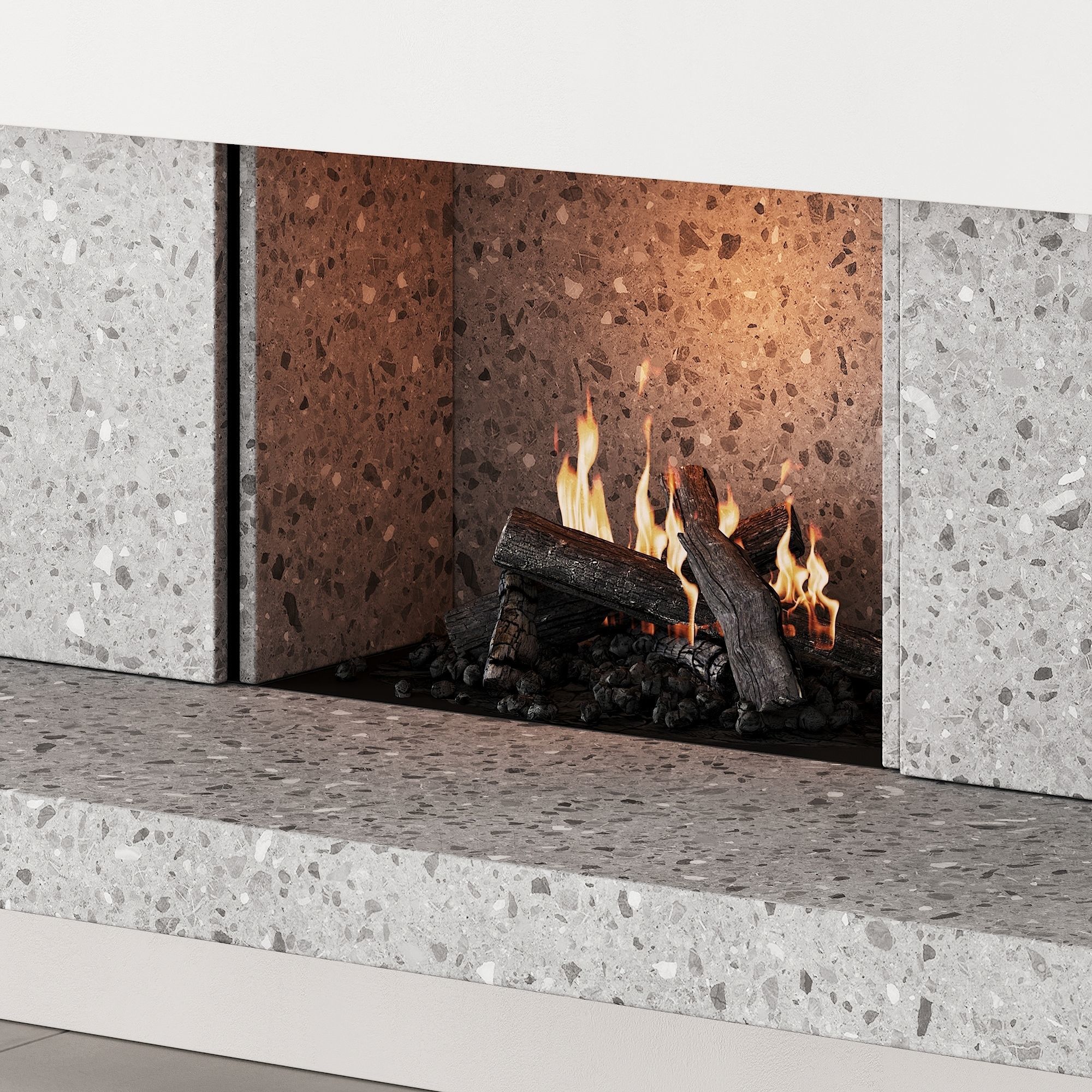 158 fireplace decorative wall kit 04 minimal terrazzo chimney 00 3D model_2