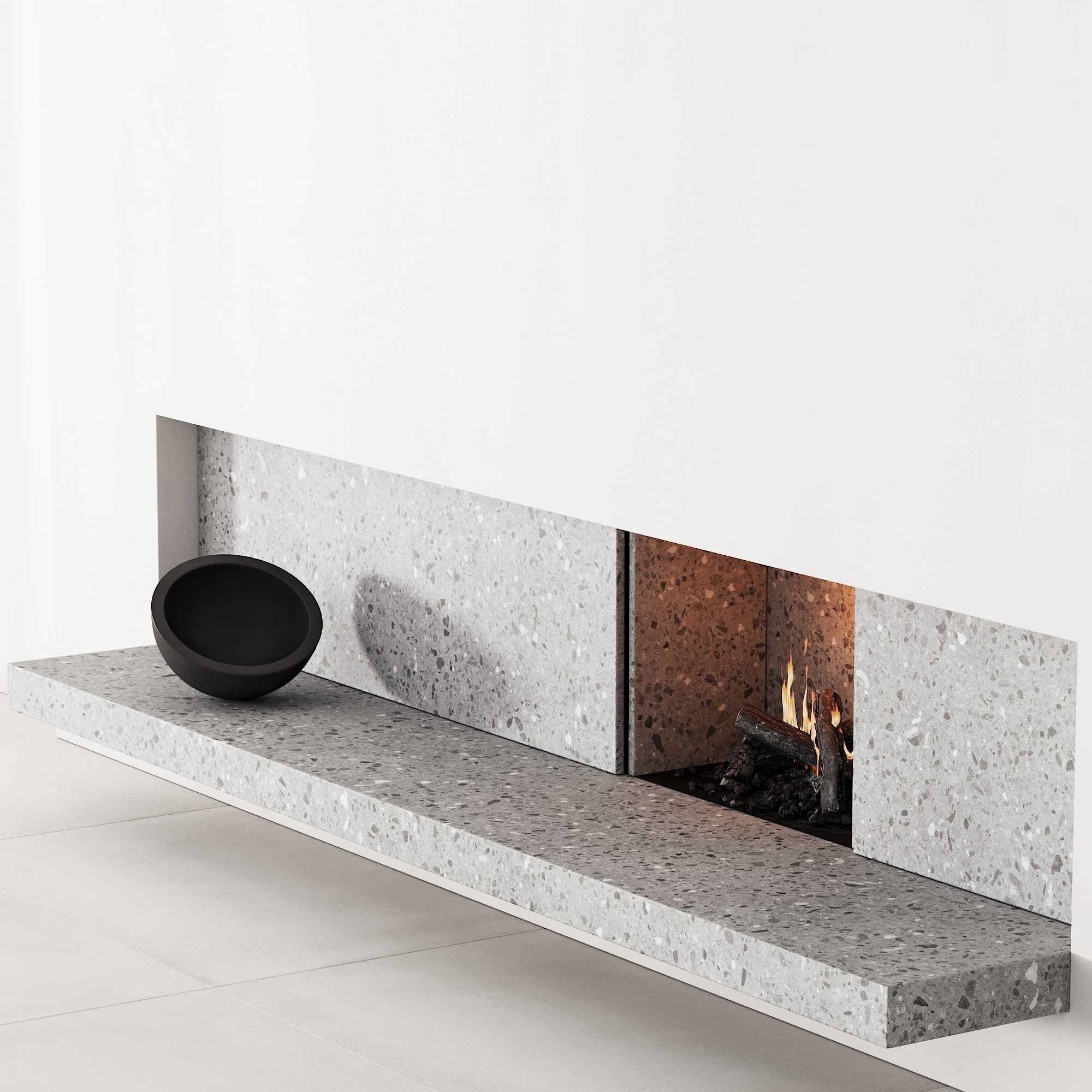 158 fireplace decorative wall kit 04 minimal terrazzo chimney 00 3D model_3