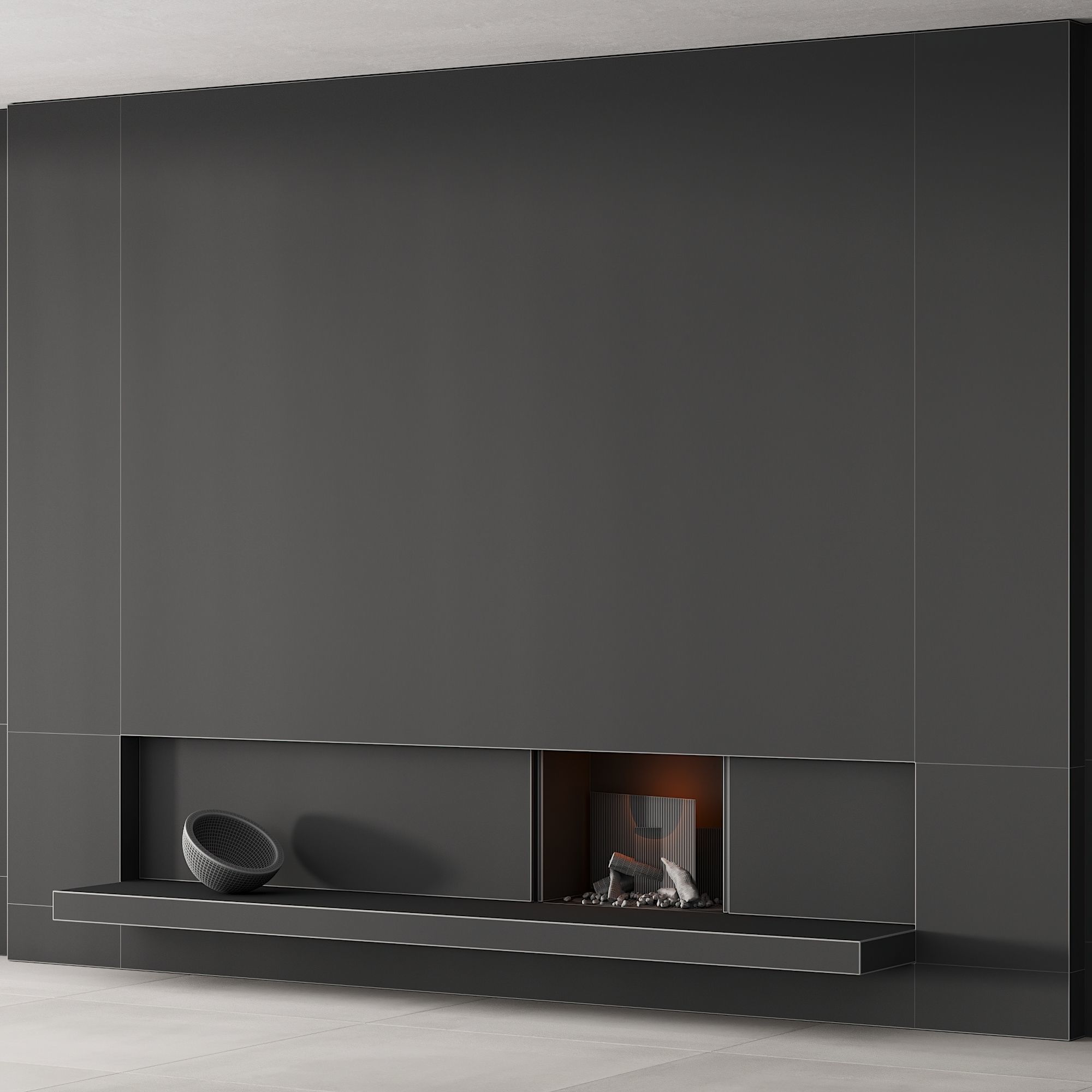 158 fireplace decorative wall kit 04 minimal terrazzo chimney 00 3D model_8