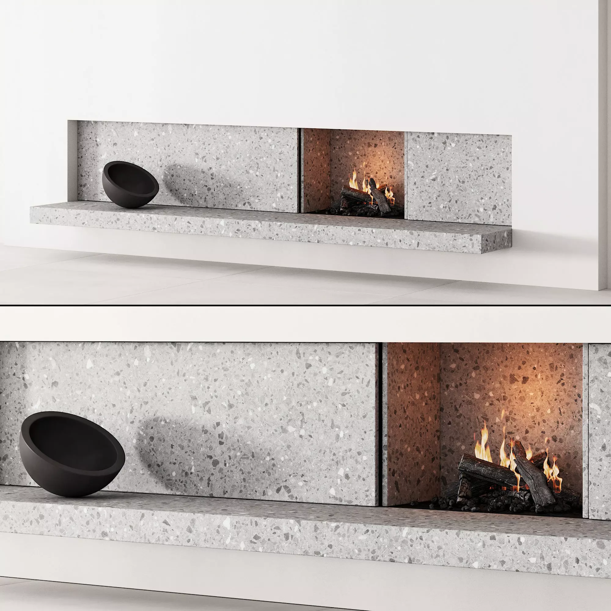 158 fireplace decorative wall kit 04 minimal terrazzo chimney 00 3D model_0