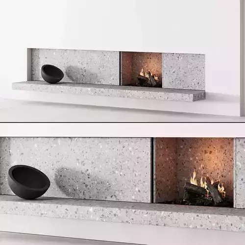 158 fireplace decorative wall kit 04 minimal terrazzo chimney 00 3D model 158 fireplace decorative wall kit 04 minimal terrazzo chimney 00 3D model