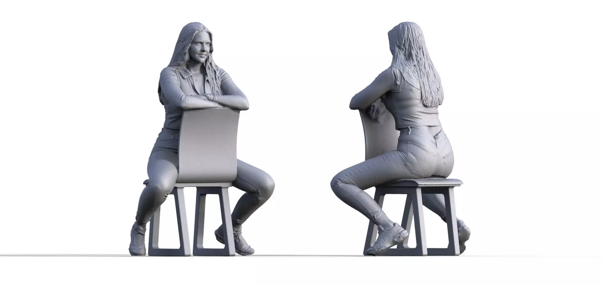 Figure Julia typ A with chair for ship model railway diorama  3D print model_0