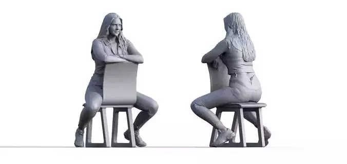 Figure Julia typ A with chair for ship model railway diorama 