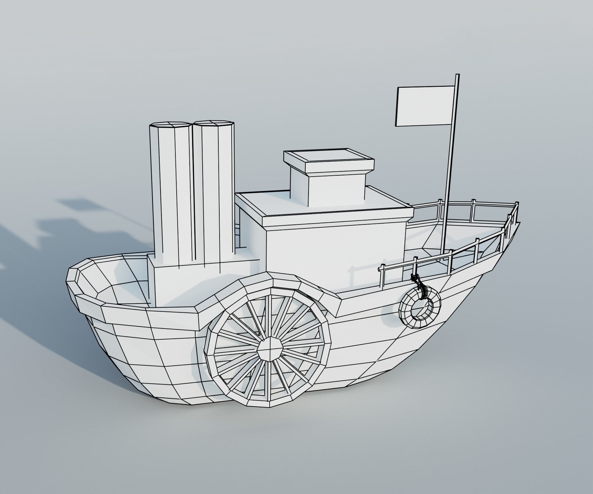 Steamboat boat Low-poly 3D model_17