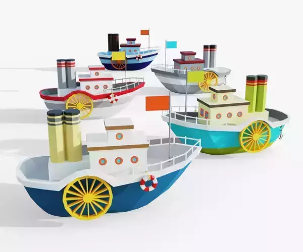 Steamboat boat Low-poly 3D model