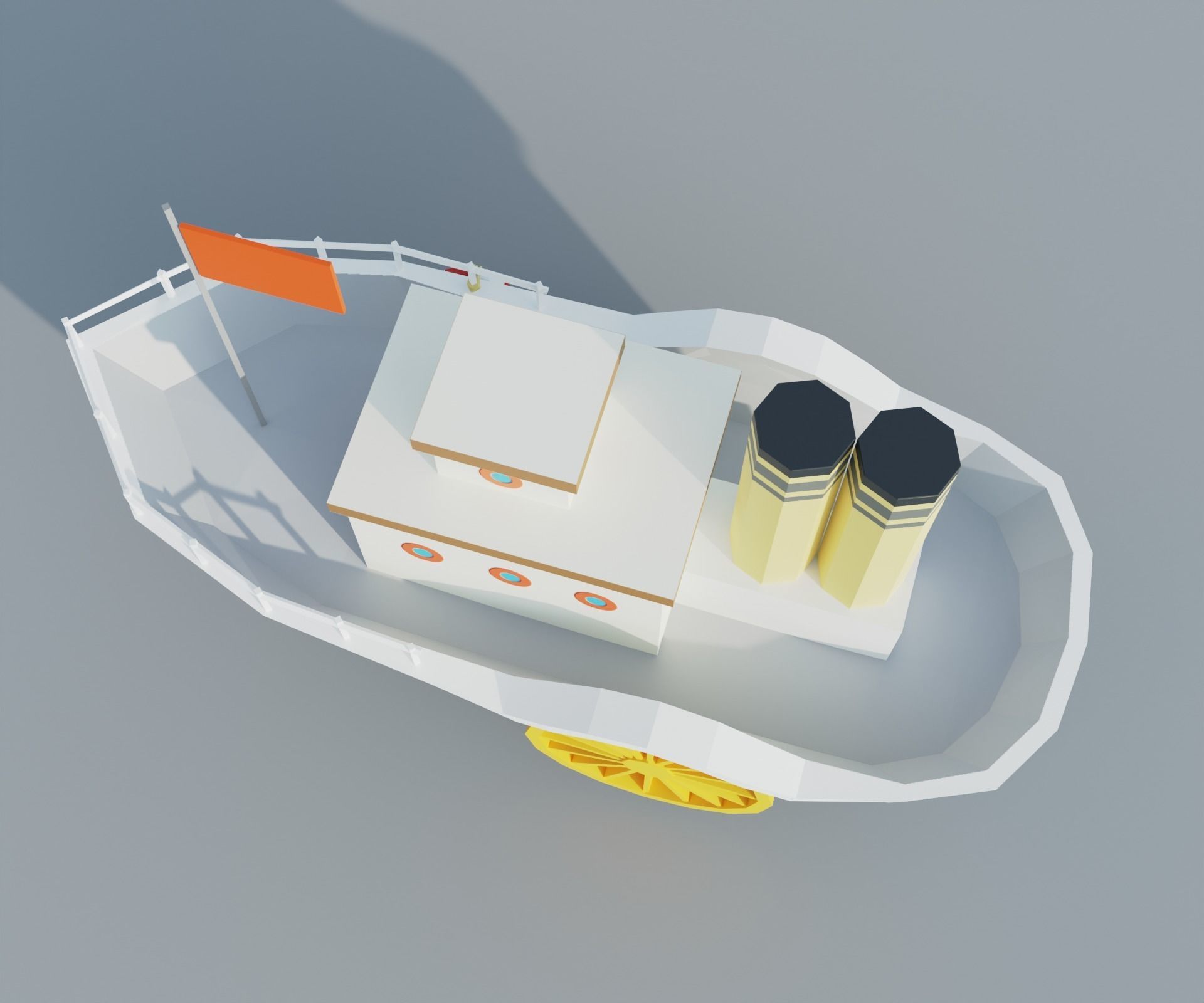 Steamboat boat Low-poly 3D model_13