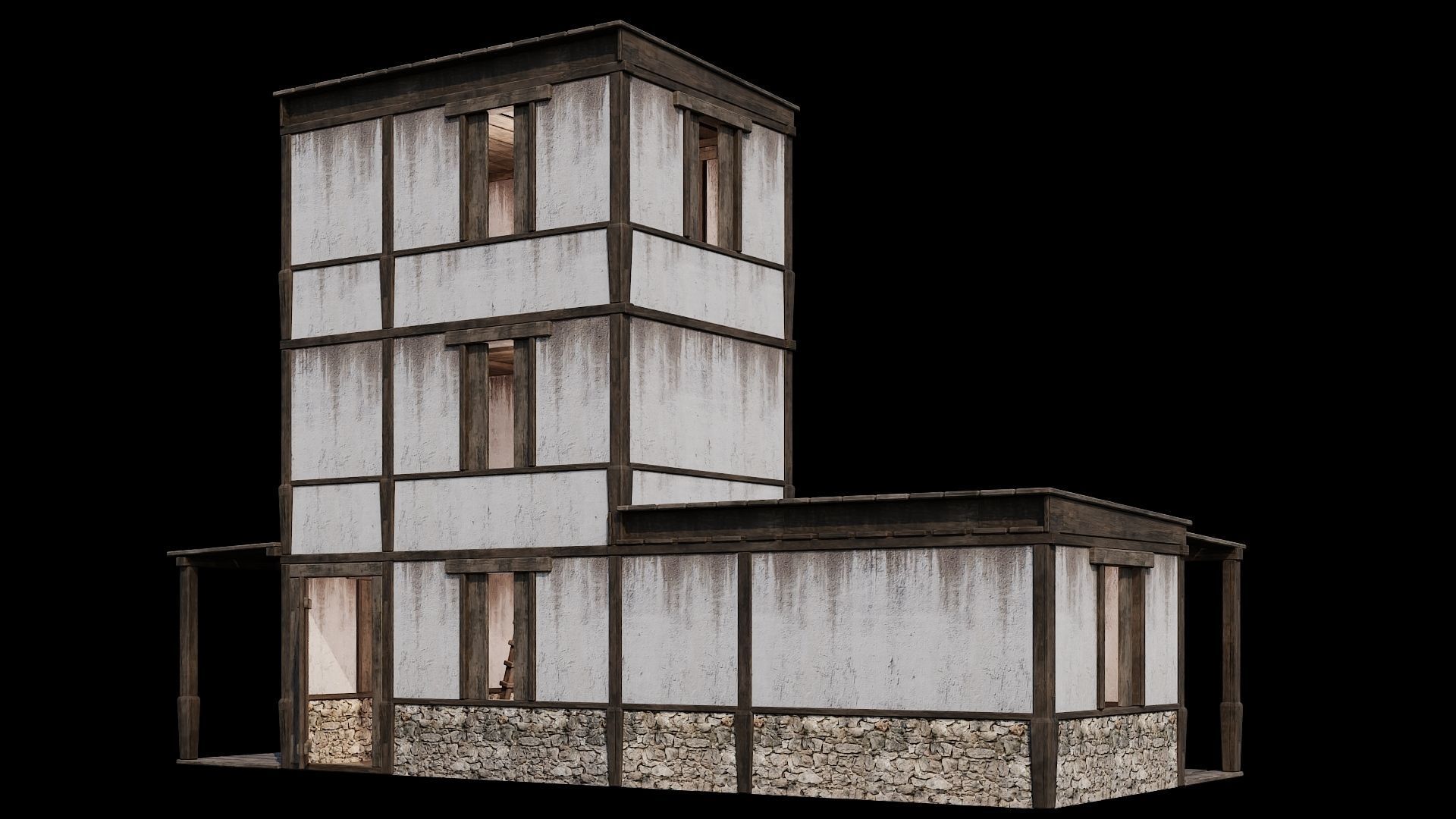 Medieval Houses Pack 81-82-83-84-85 - 4K Textures Game Ready Low-poly 3D model_28