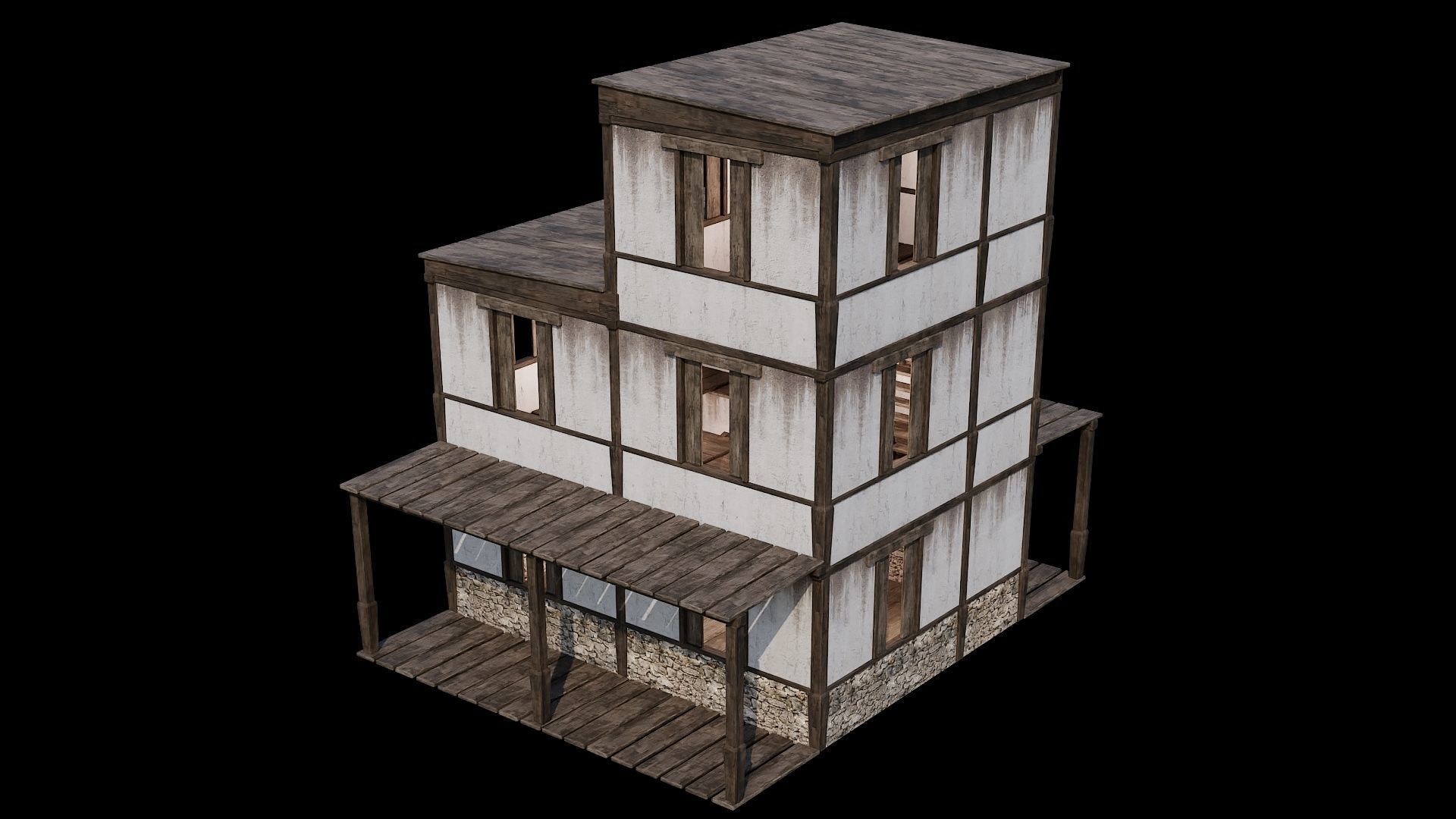 Medieval Houses Pack 81-82-83-84-85 - 4K Textures Game Ready Low-poly 3D model_24