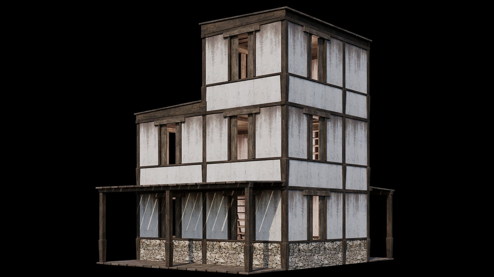 Medieval Houses Pack 81-82-83-84-85 - 4K Textures Game Ready Low-poly 3D model_20