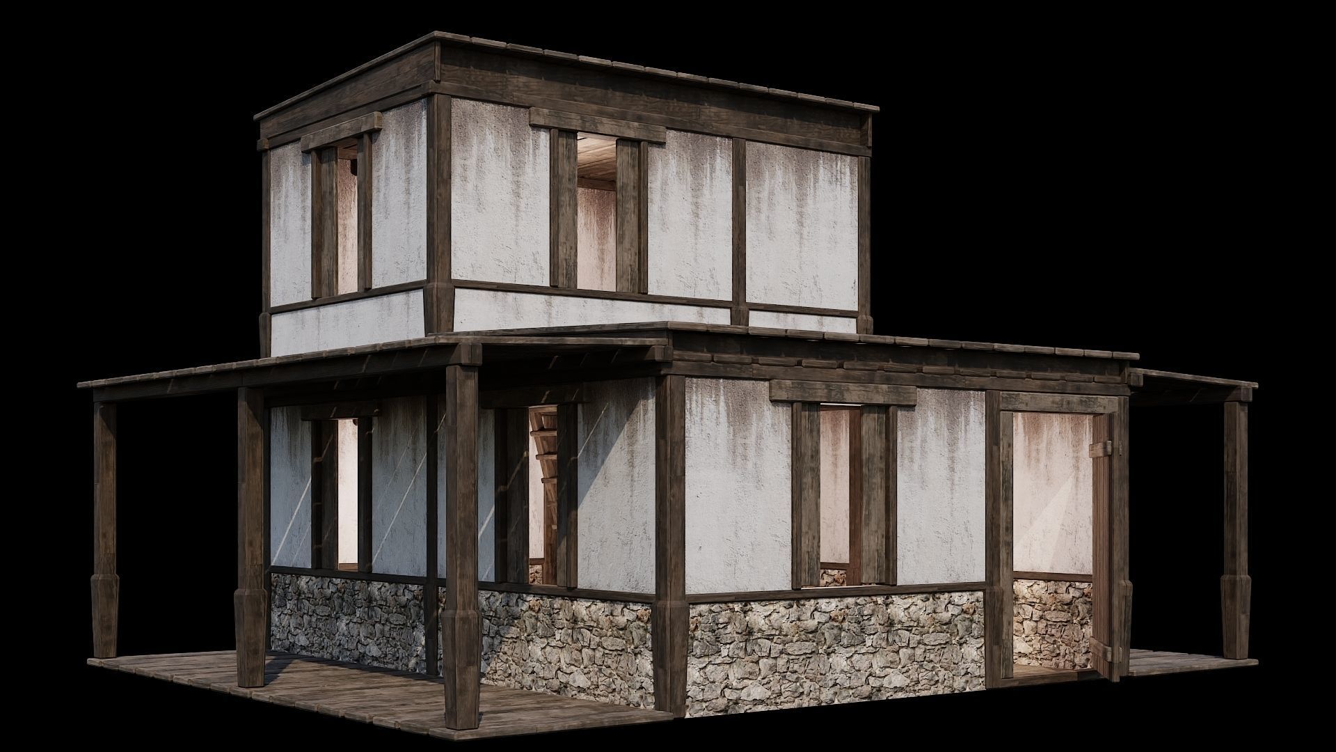 Medieval Houses Pack 81-82-83-84-85 - 4K Textures Game Ready Low-poly 3D model_36