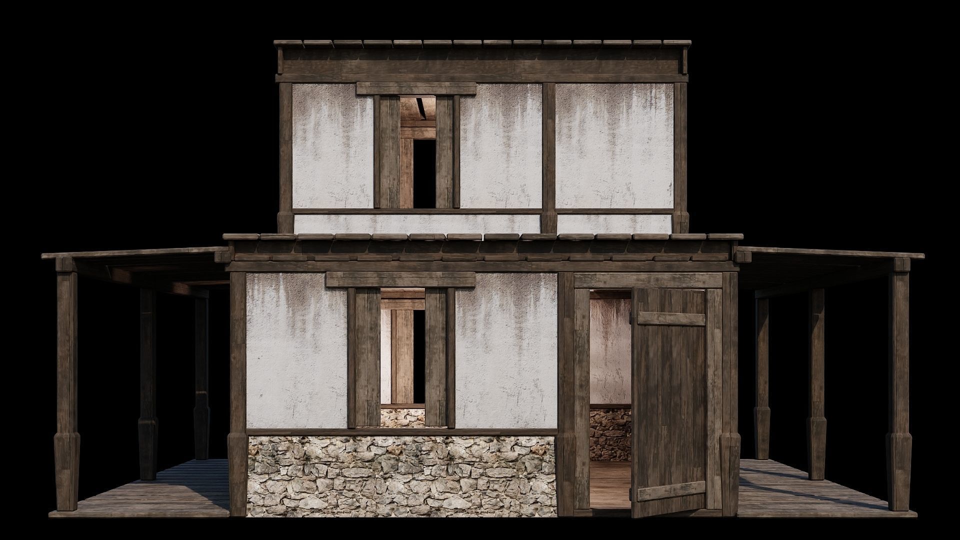 Medieval Houses Pack 81-82-83-84-85 - 4K Textures Game Ready Low-poly 3D model_40