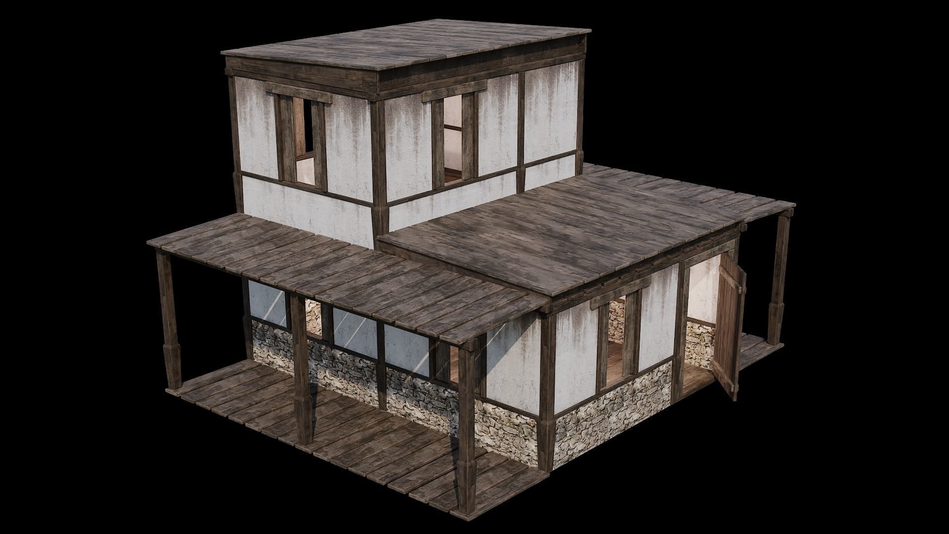 Medieval Houses Pack 81-82-83-84-85 - 4K Textures Game Ready Low-poly 3D model_41
