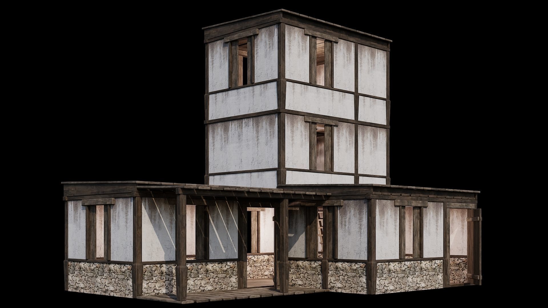 Medieval Houses Pack 81-82-83-84-85 - 4K Textures Game Ready Low-poly 3D model_27