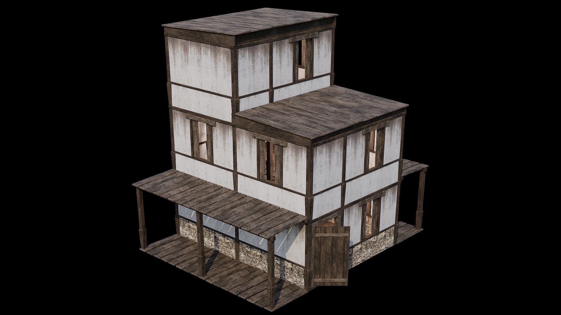 Medieval Houses Pack 81-82-83-84-85 - 4K Textures Game Ready Low-poly 3D model_23