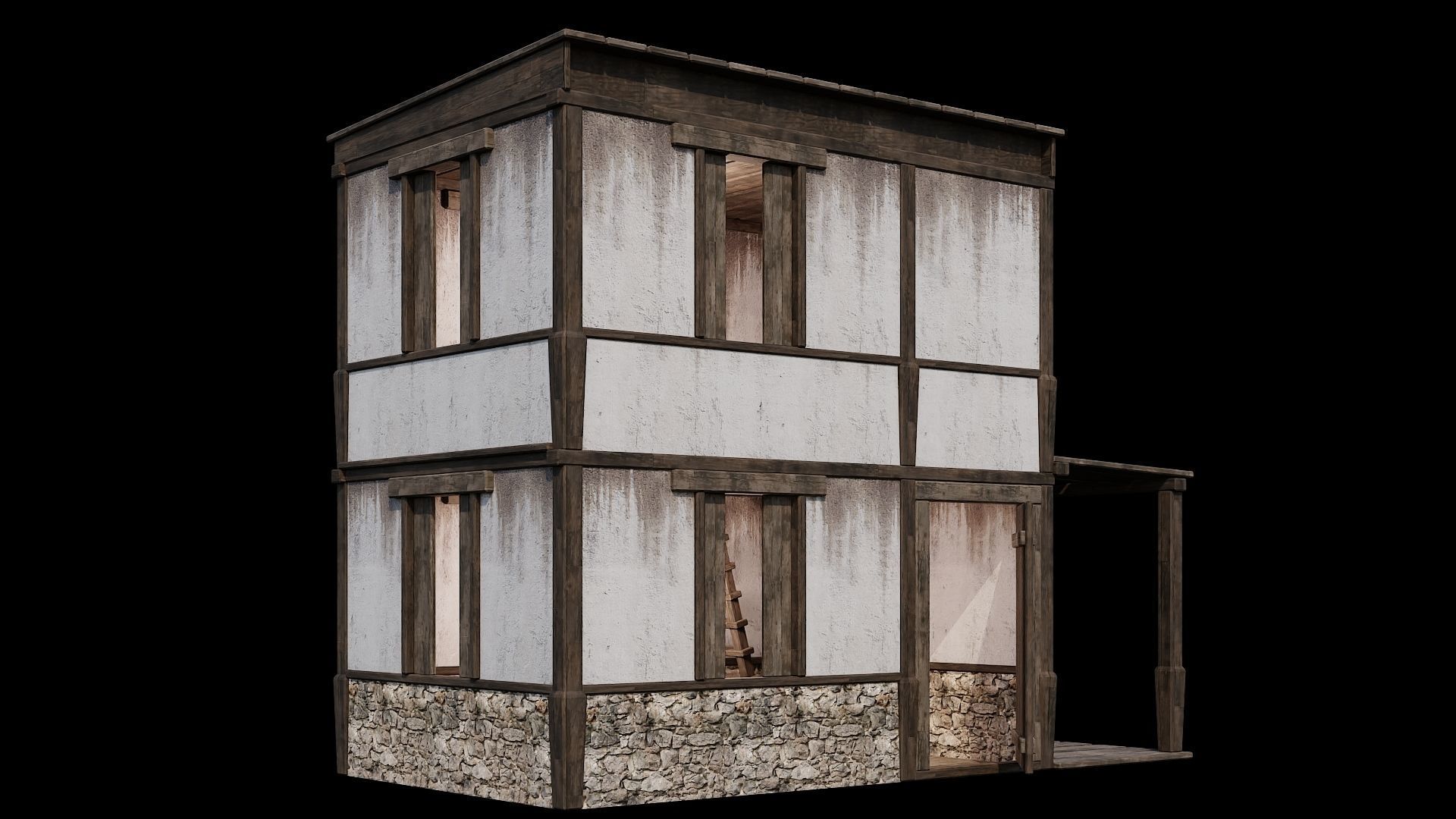 Medieval Houses Pack 81-82-83-84-85 - 4K Textures Game Ready Low-poly 3D model_9