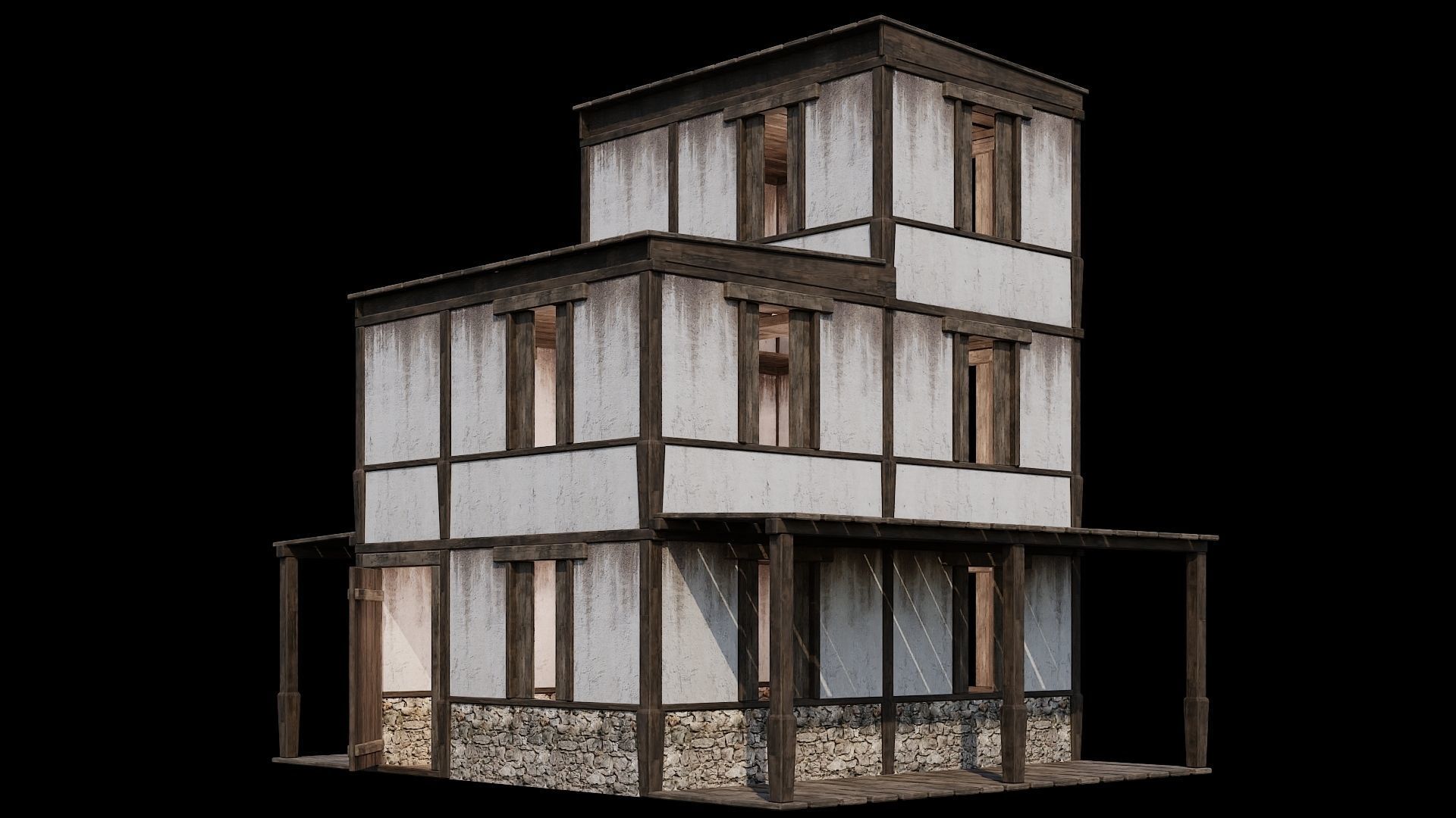 Medieval Houses Pack 81-82-83-84-85 - 4K Textures Game Ready Low-poly 3D model_21