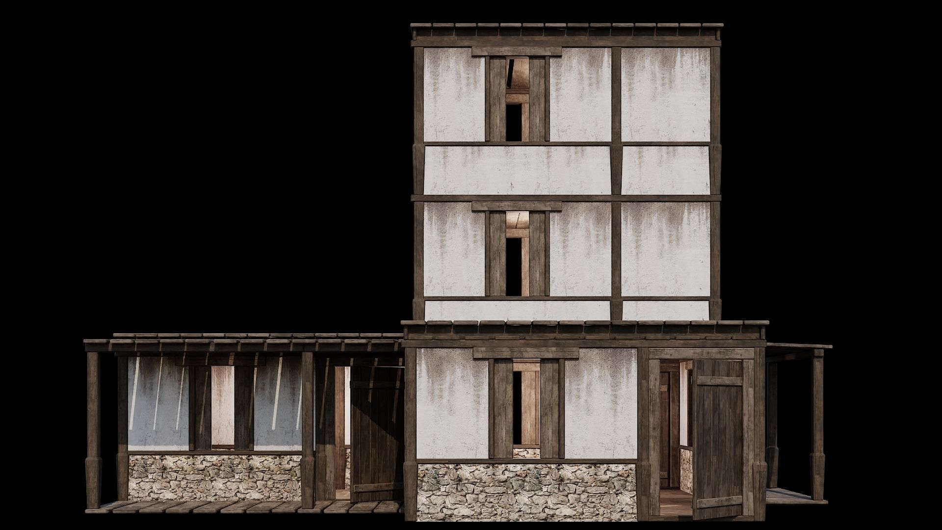 Medieval Houses Pack 81-82-83-84-85 - 4K Textures Game Ready Low-poly 3D model_31