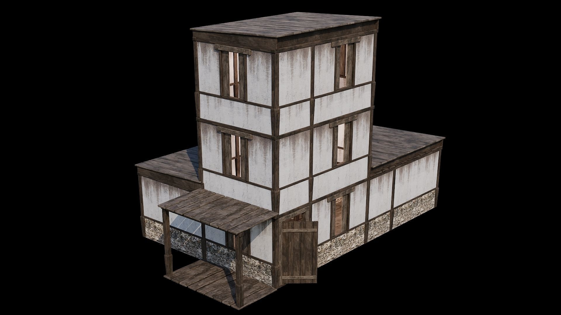 Medieval Houses Pack 81-82-83-84-85 - 4K Textures Game Ready Low-poly 3D model_33