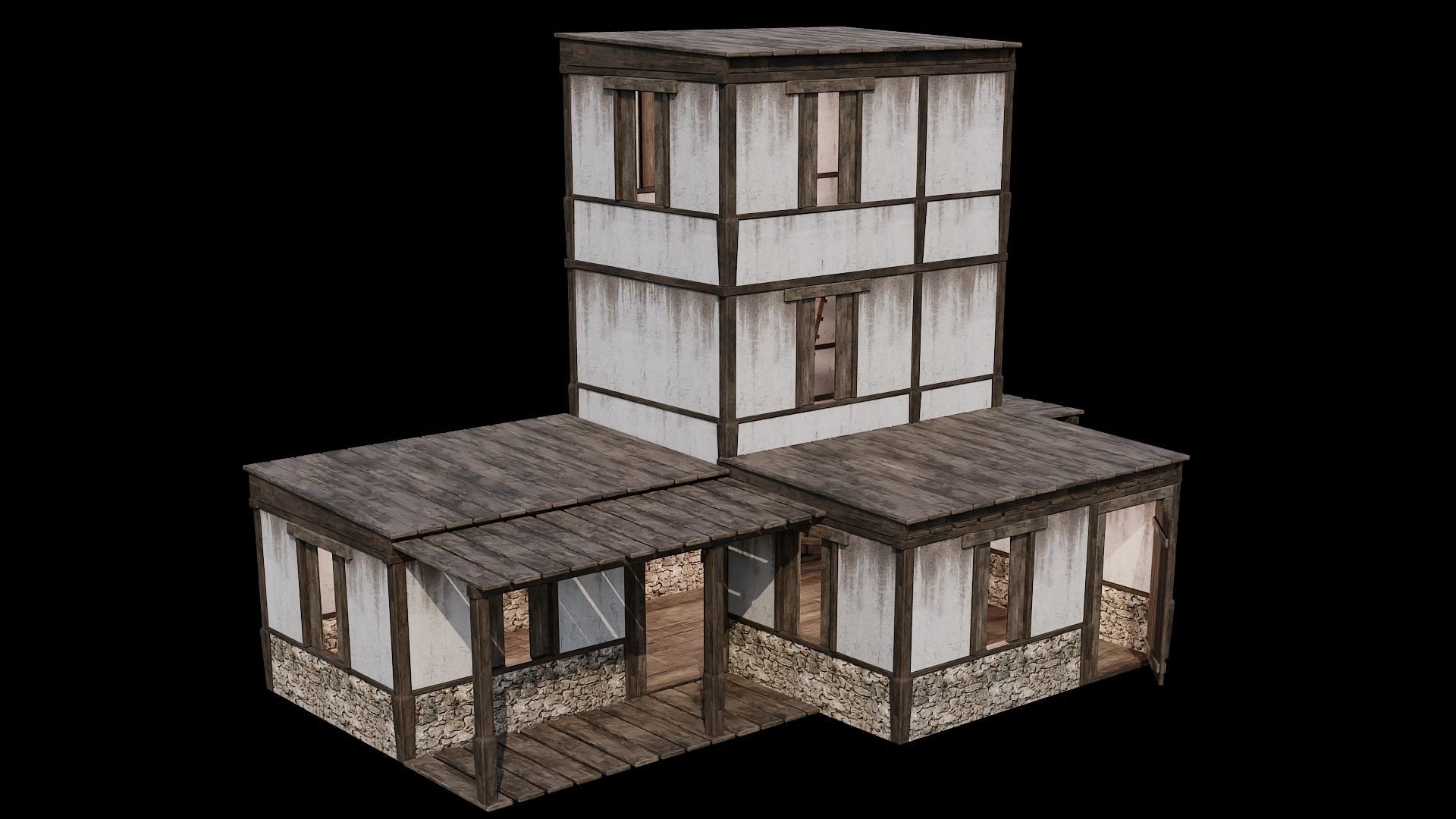 Medieval Houses Pack 81-82-83-84-85 - 4K Textures Game Ready Low-poly 3D model_32
