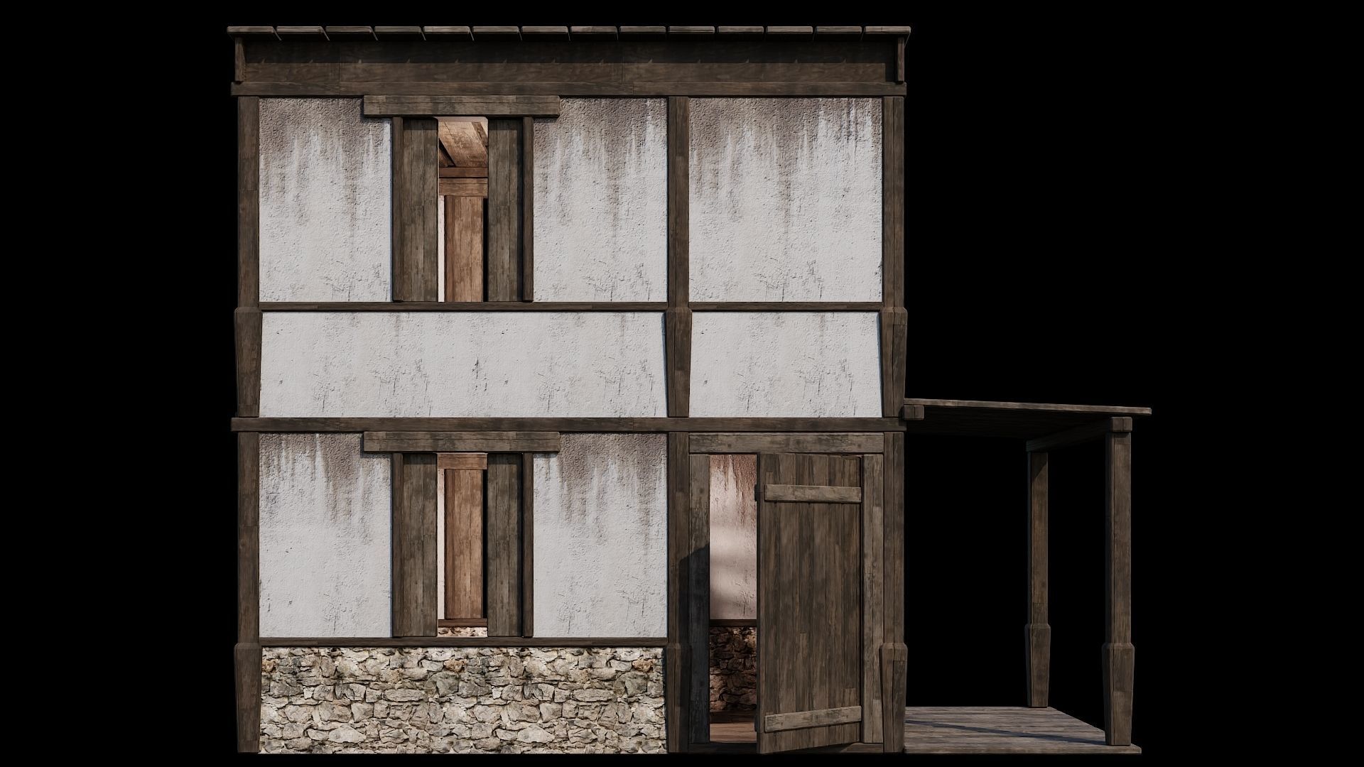 Medieval Houses Pack 81-82-83-84-85 - 4K Textures Game Ready Low-poly 3D model_13