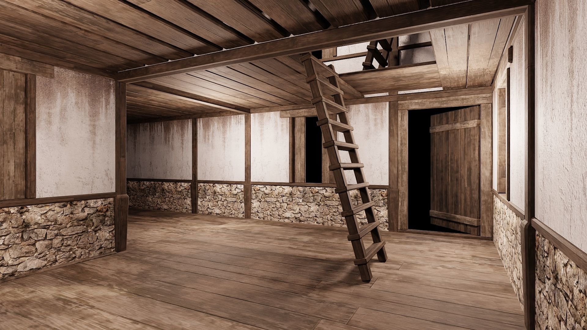 Medieval Houses Pack 81-82-83-84-85 - 4K Textures Game Ready Low-poly 3D model_34