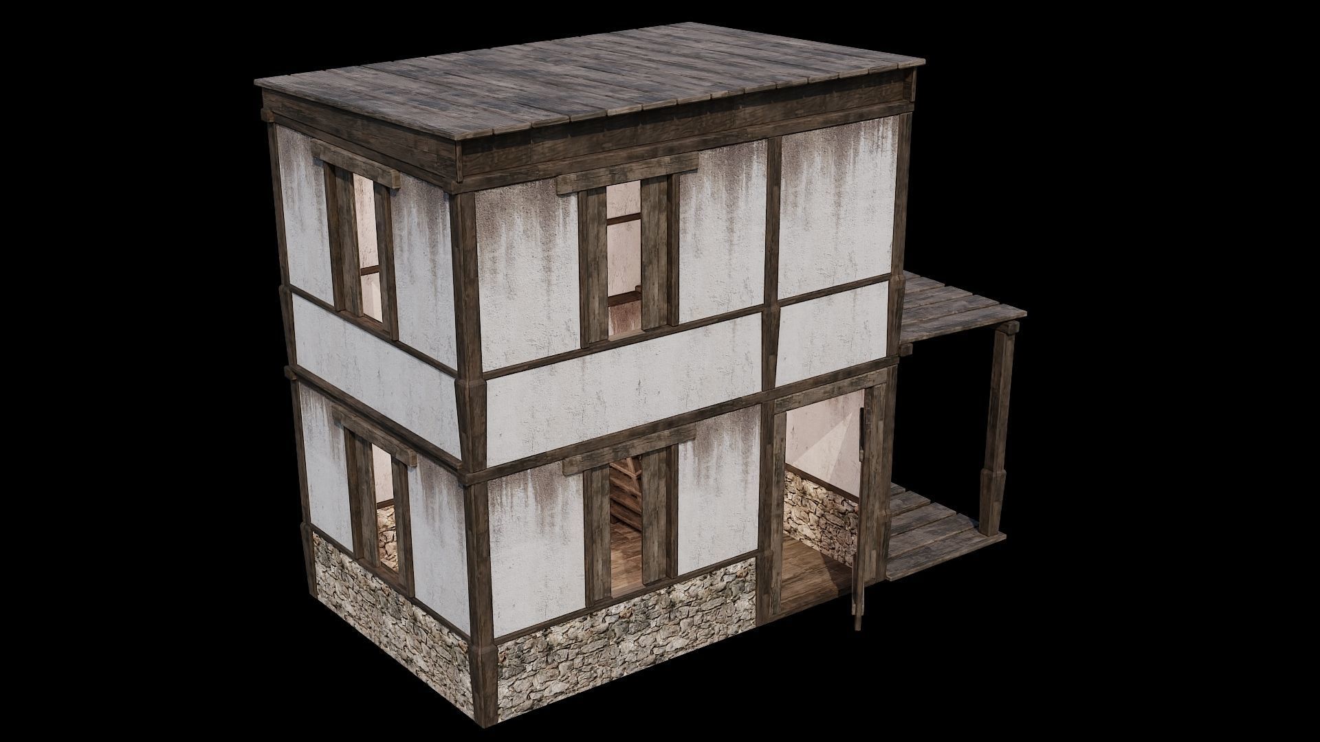 Medieval Houses Pack 81-82-83-84-85 - 4K Textures Game Ready Low-poly 3D model_14