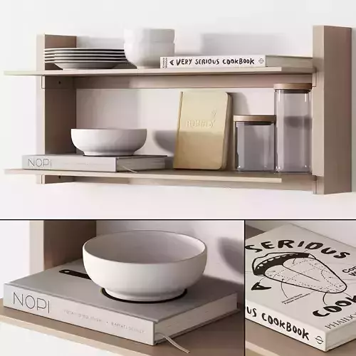 162 kitchen decor set accessories 05 dishes and books 01