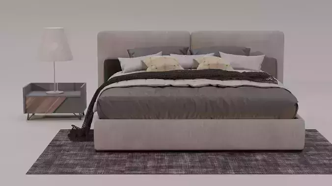 King sized bed Scandinavian style 3D 3D model