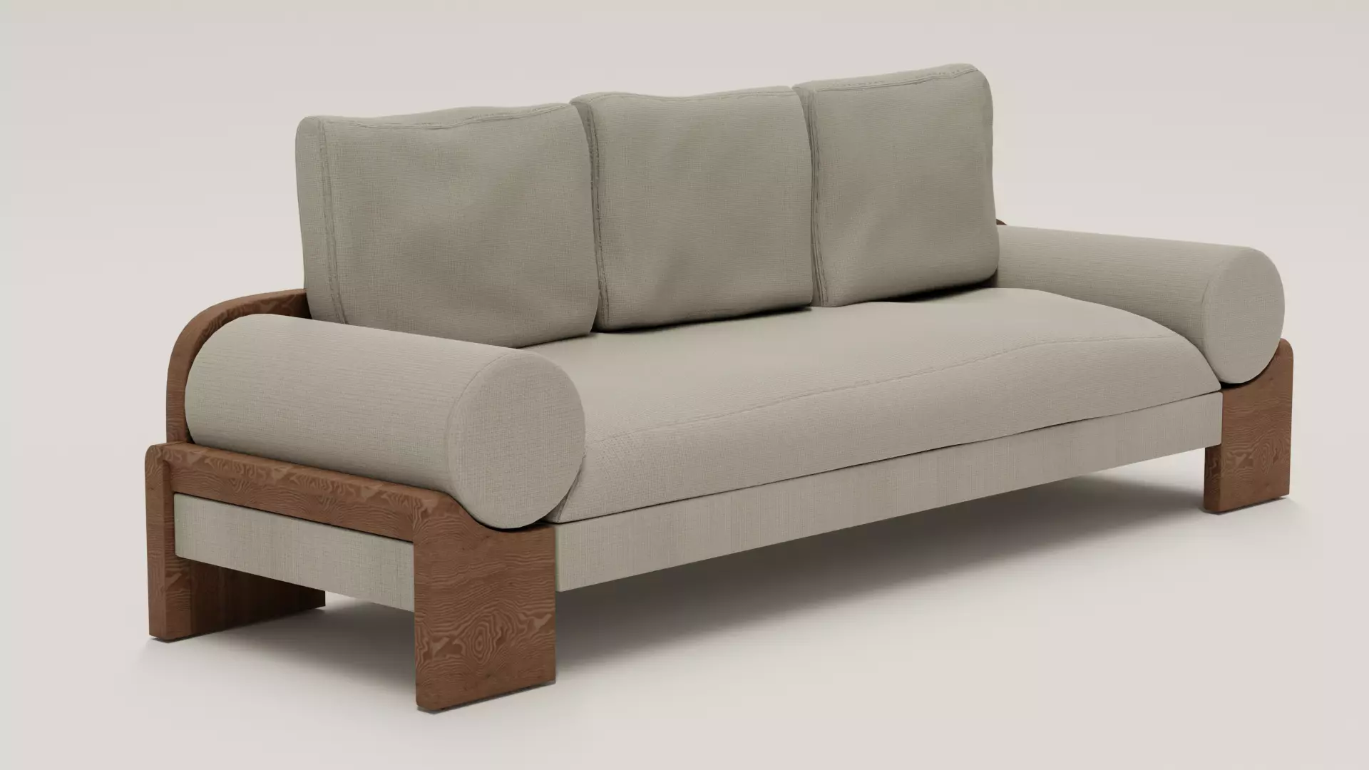 Sofa 3d Model with wooden legs 3D model_0