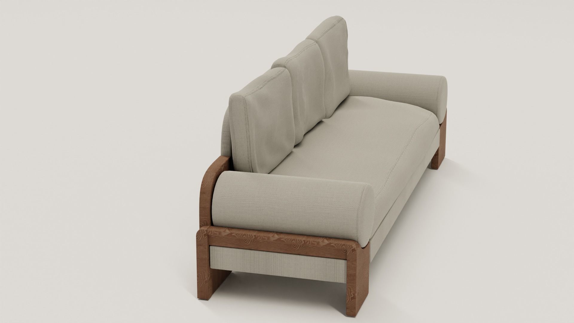 Sofa 3d Model with wooden legs 3D model_1