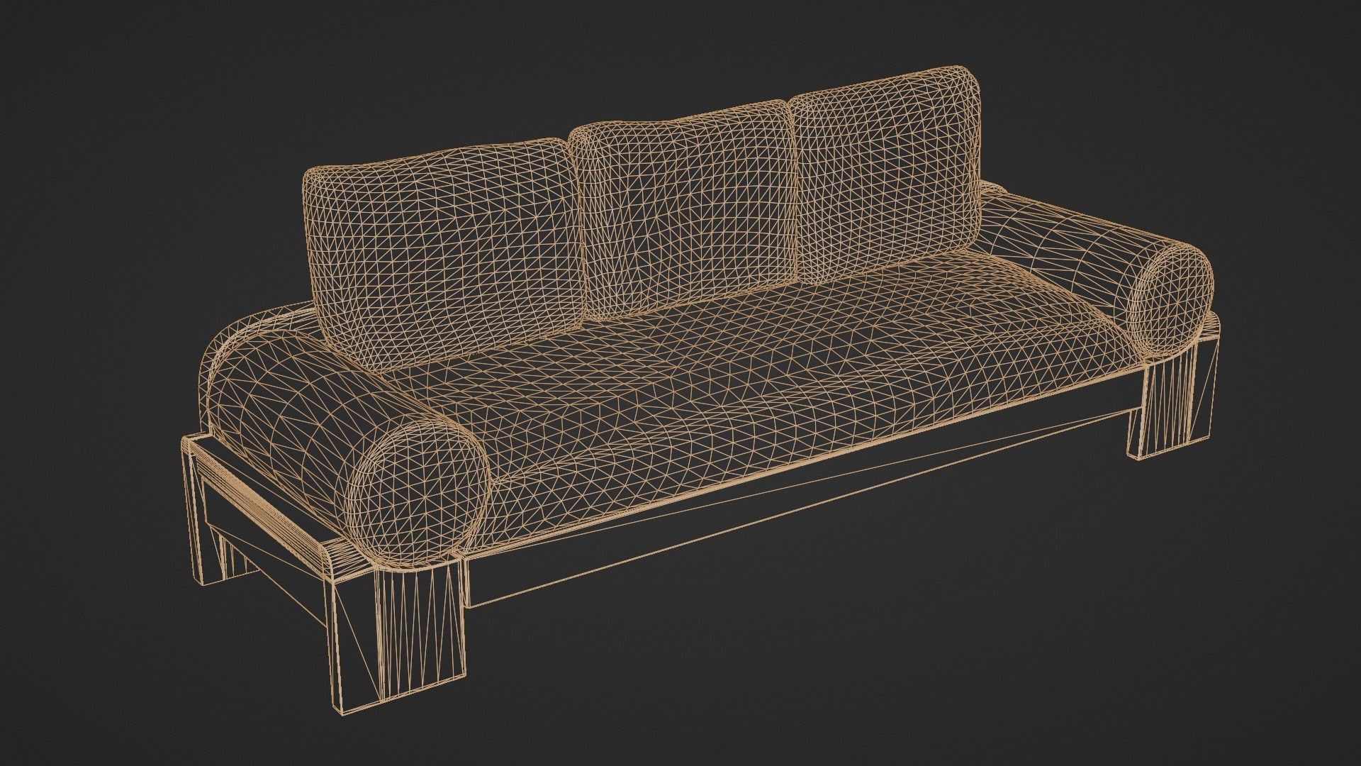 Sofa 3d Model with wooden legs 3D model_5