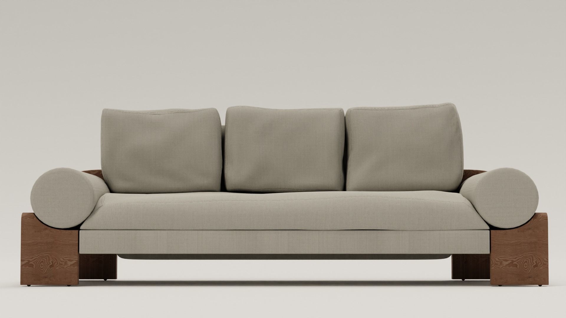Sofa 3d Model with wooden legs 3D model_2