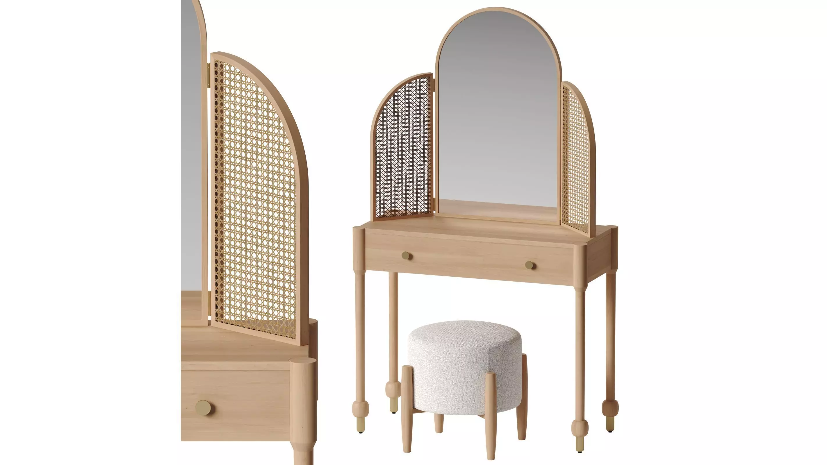 Snelling - Arch vanity mirror and dressing table 3D model_0