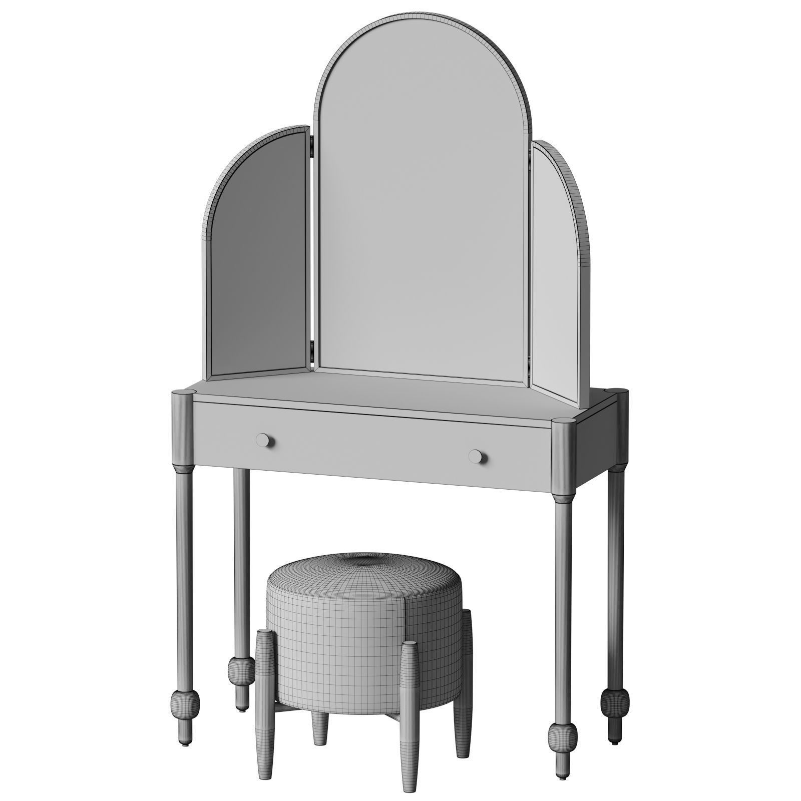 Snelling - Arch vanity mirror and dressing table 3D model_3