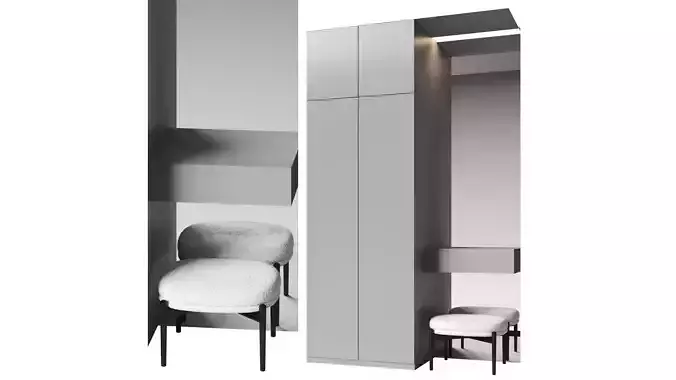 Hallway set 2 wardrobe with bench and mirror